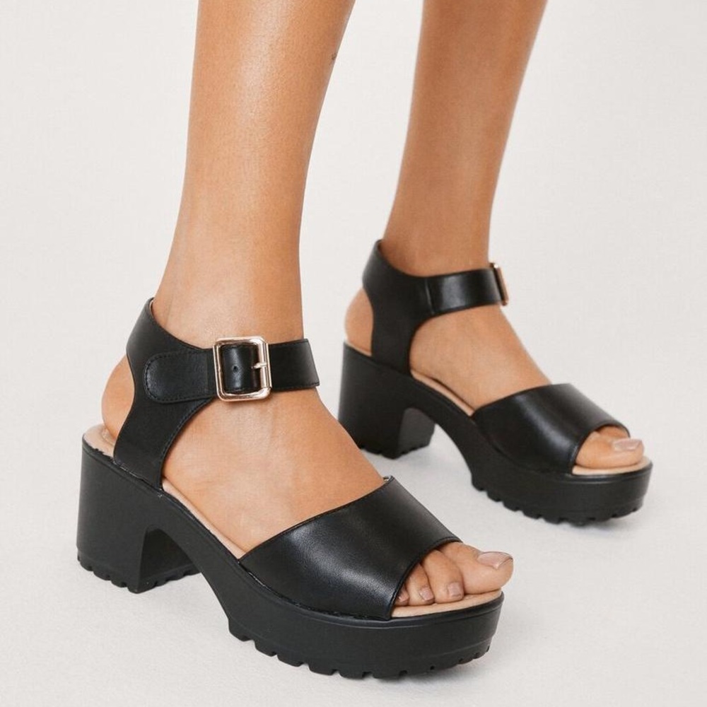 Nasty Gal Platform Faux Leather Sandal